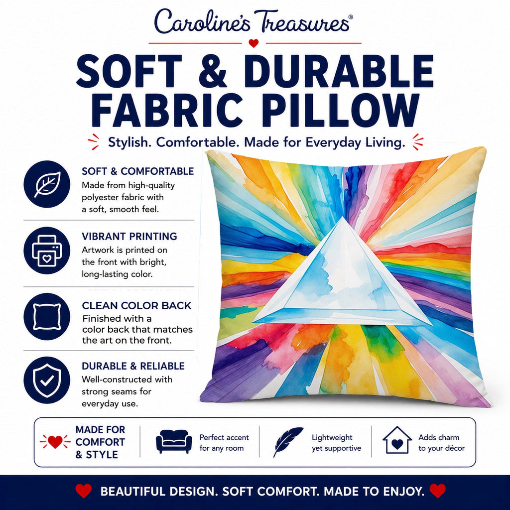 Gay Pride Intersectional Prism  Decorative Throw Pillow 14x14 Indoor Outdoor Accent Cushion, Fabric Cover with Insert for Sofa, Bed, Porch & Living Room
