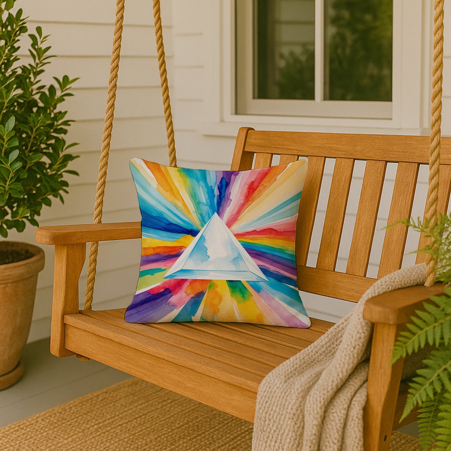 Gay Pride Intersectional Prism  Decorative Throw Pillow 18x18 Indoor Outdoor Accent Cushion, Fabric Cover with Insert for Sofa, Bed, Porch & Living Room