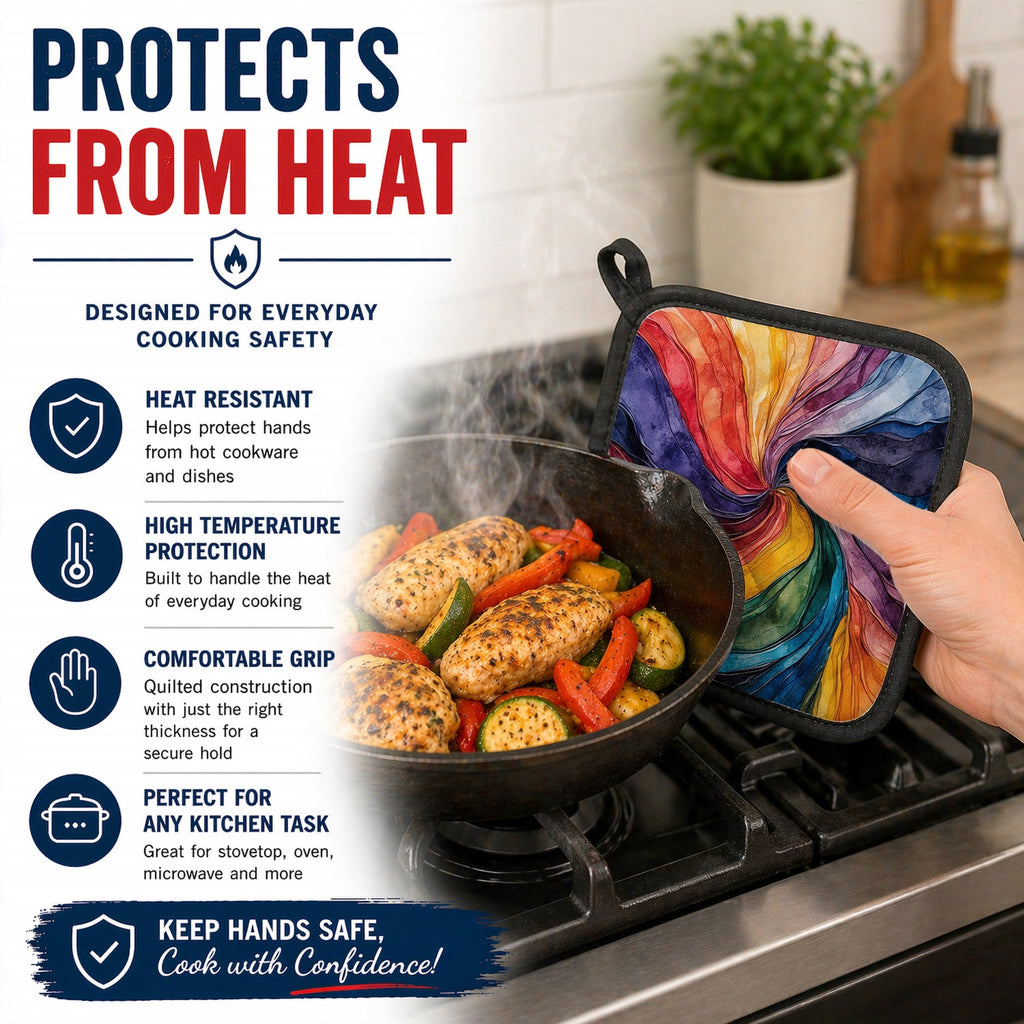 Gay Mosaic of Pride Pot Holder Set of 2 Heat Resistant Quilted Hot Pads 7.5 x 7.5 Inch, Insulated Kitchen Trivets for Cooking & Baking