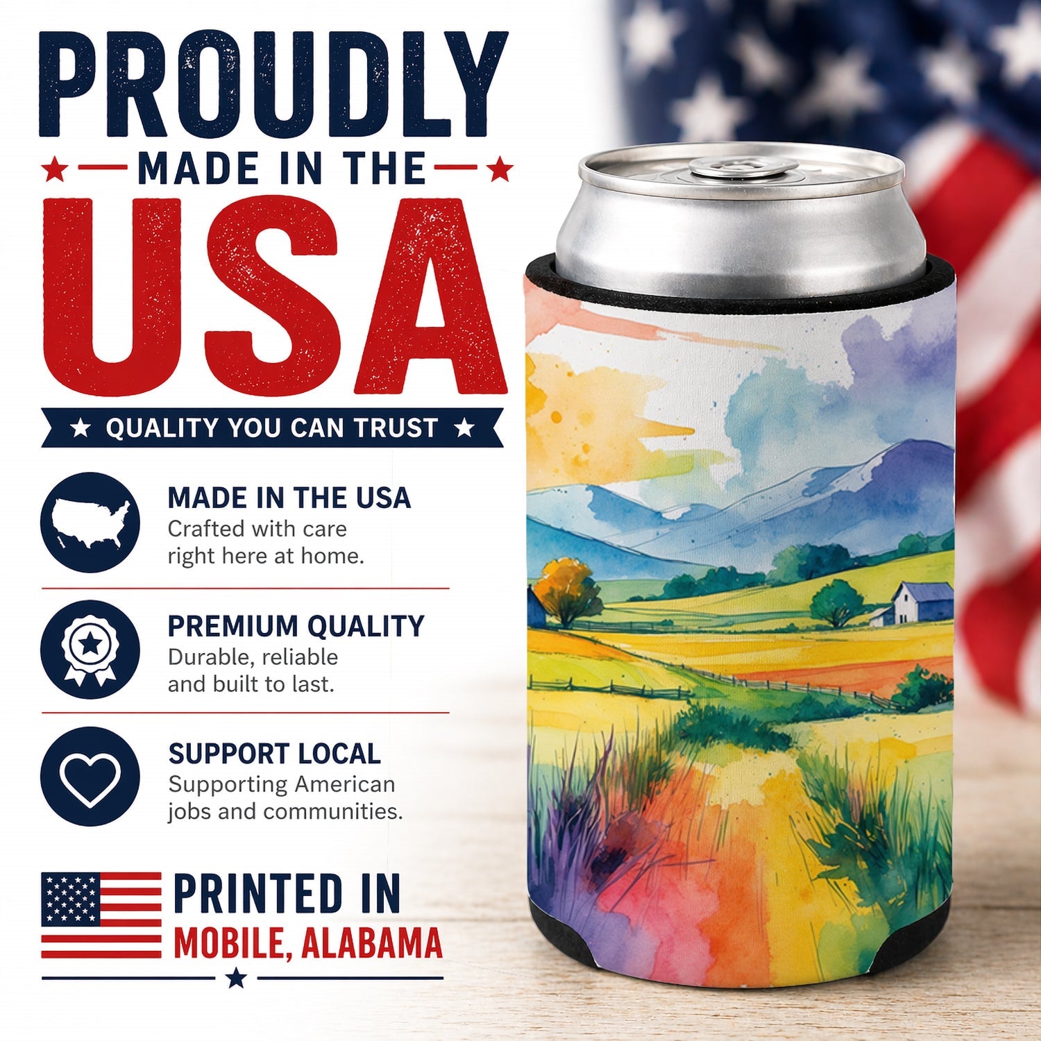 Gay Pride in Rural Spaces Can or Bottle Hugger Cooler Sleeve for Standard 12 oz Cans, Insulated Foam Beer & Soda Can Hugger Reusable