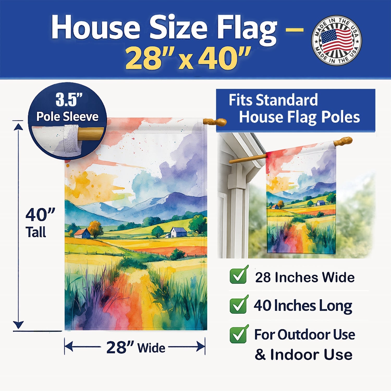 Gay Pride in Rural Spaces House Flag 28x40 Porch Sleeve Pole Decorative Outside Yard Banner Artwork Wall Hanging, Polyester