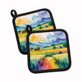 Gay Pride in Rural Spaces Pot Holder Set of 2 Heat Resistant Quilted Hot Pads 7.5 x 7.5 Inch, Insulated Kitchen Trivets for Cooking & Baking