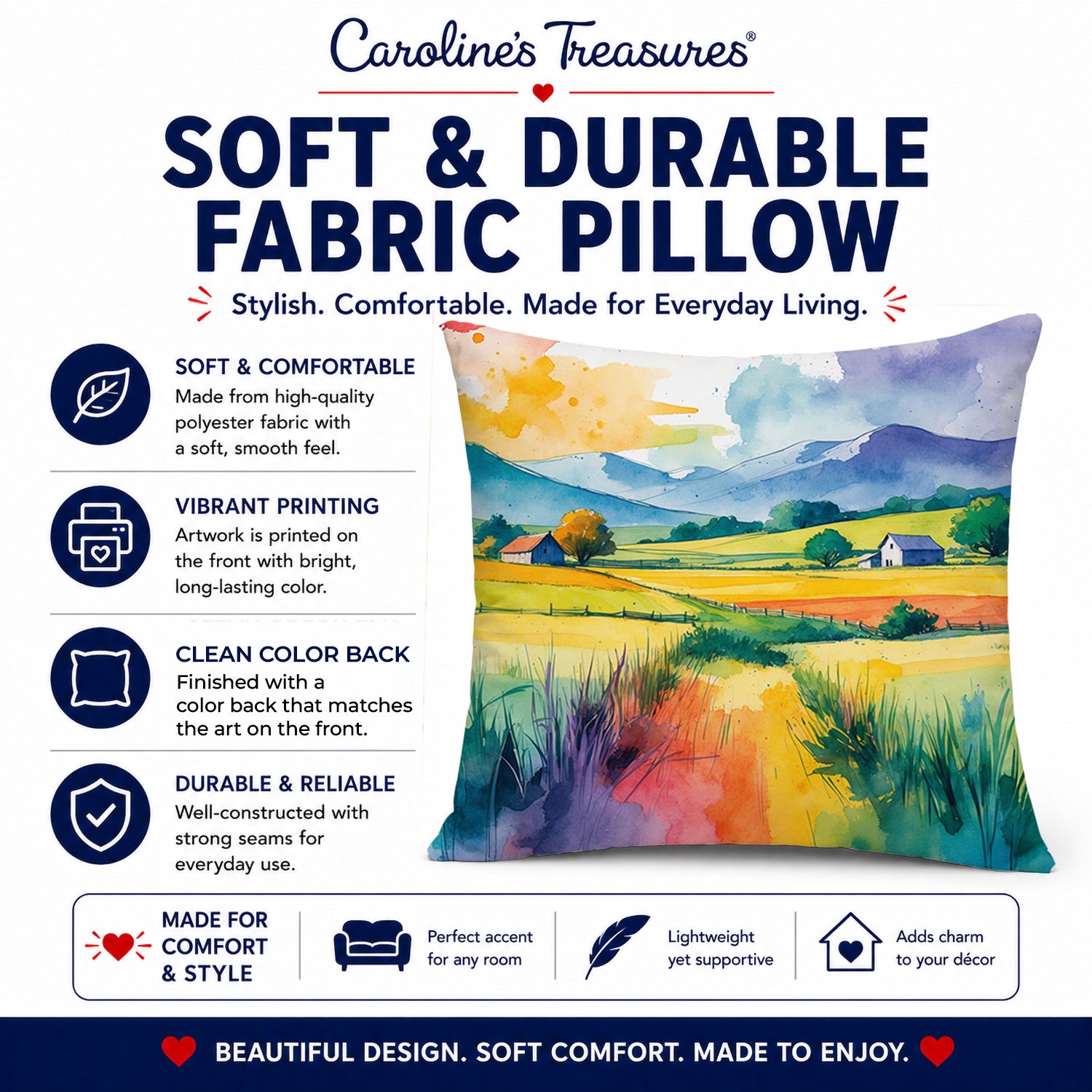 Gay Pride in Rural Spaces Decorative Throw Pillow 14x14 Indoor Outdoor Accent Cushion, Fabric Cover with Insert for Sofa, Bed, Porch & Living Room