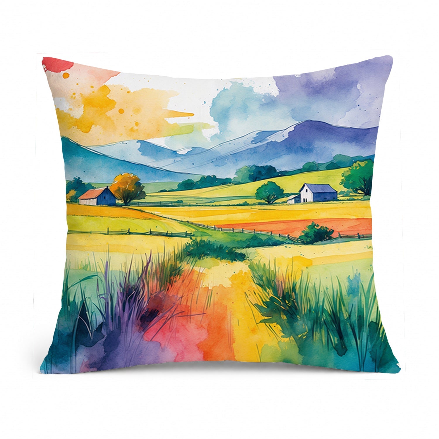 Gay Pride in Rural Spaces Decorative Throw Pillow 14x14 Indoor Outdoor Accent Cushion, Fabric Cover with Insert for Sofa, Bed, Porch & Living Room