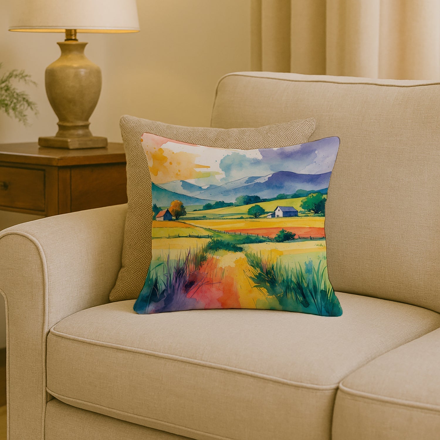 Gay Pride in Rural Spaces Decorative Throw Pillow 18x18 Indoor Outdoor Accent Cushion, Fabric Cover with Insert for Sofa, Bed, Porch & Living Room
