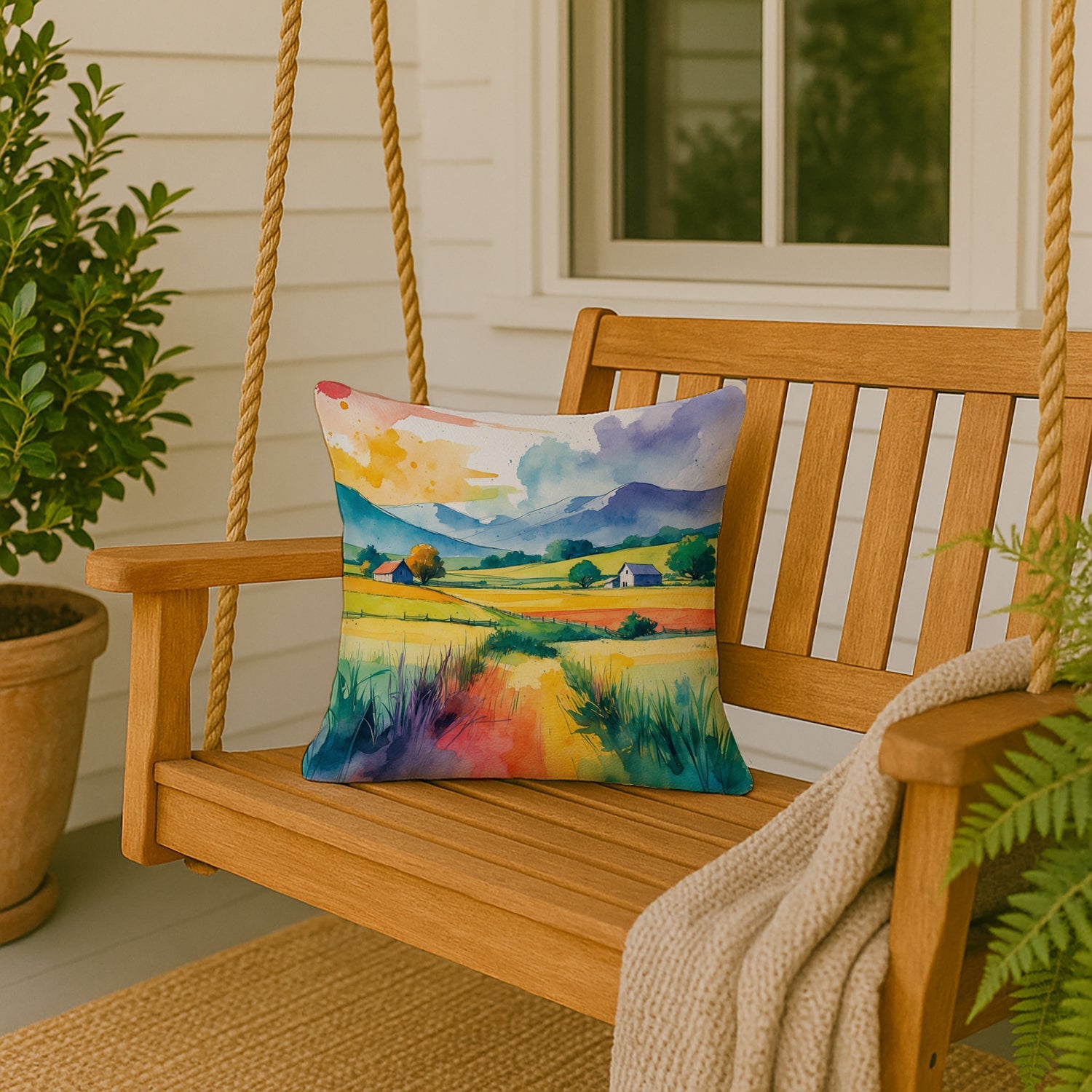 Gay Pride in Rural Spaces Decorative Throw Pillow 18x18 Indoor Outdoor Accent Cushion, Fabric Cover with Insert for Sofa, Bed, Porch & Living Room