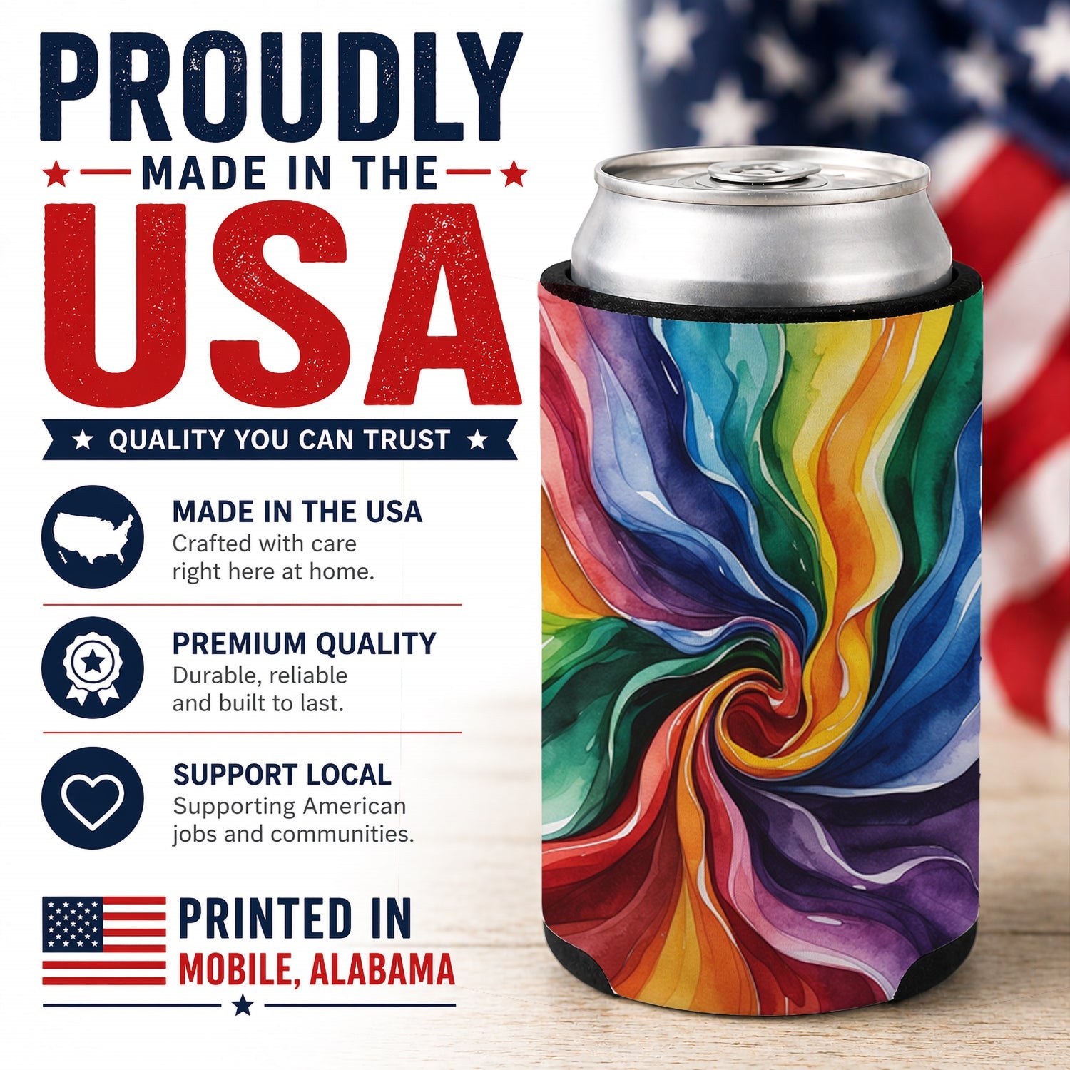 Gay Pride Can or Bottle Hugger Cooler Sleeve for Standard 12 oz Cans, Insulated Foam Beer & Soda Can Hugger Reusable