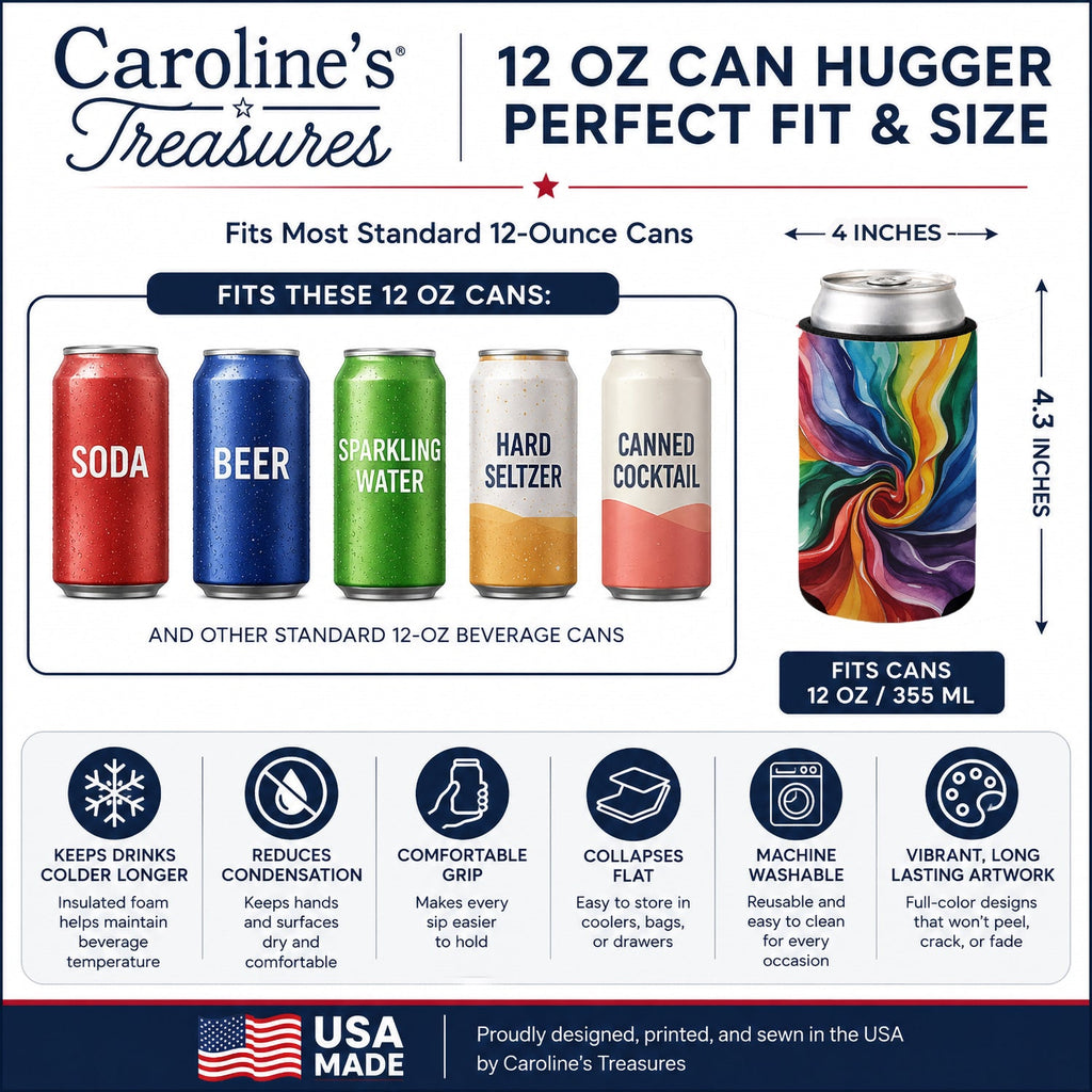 Gay Pride Can or Bottle Hugger Cooler Sleeve for Standard 12 oz Cans, Insulated Foam Beer & Soda Can Hugger Reusable