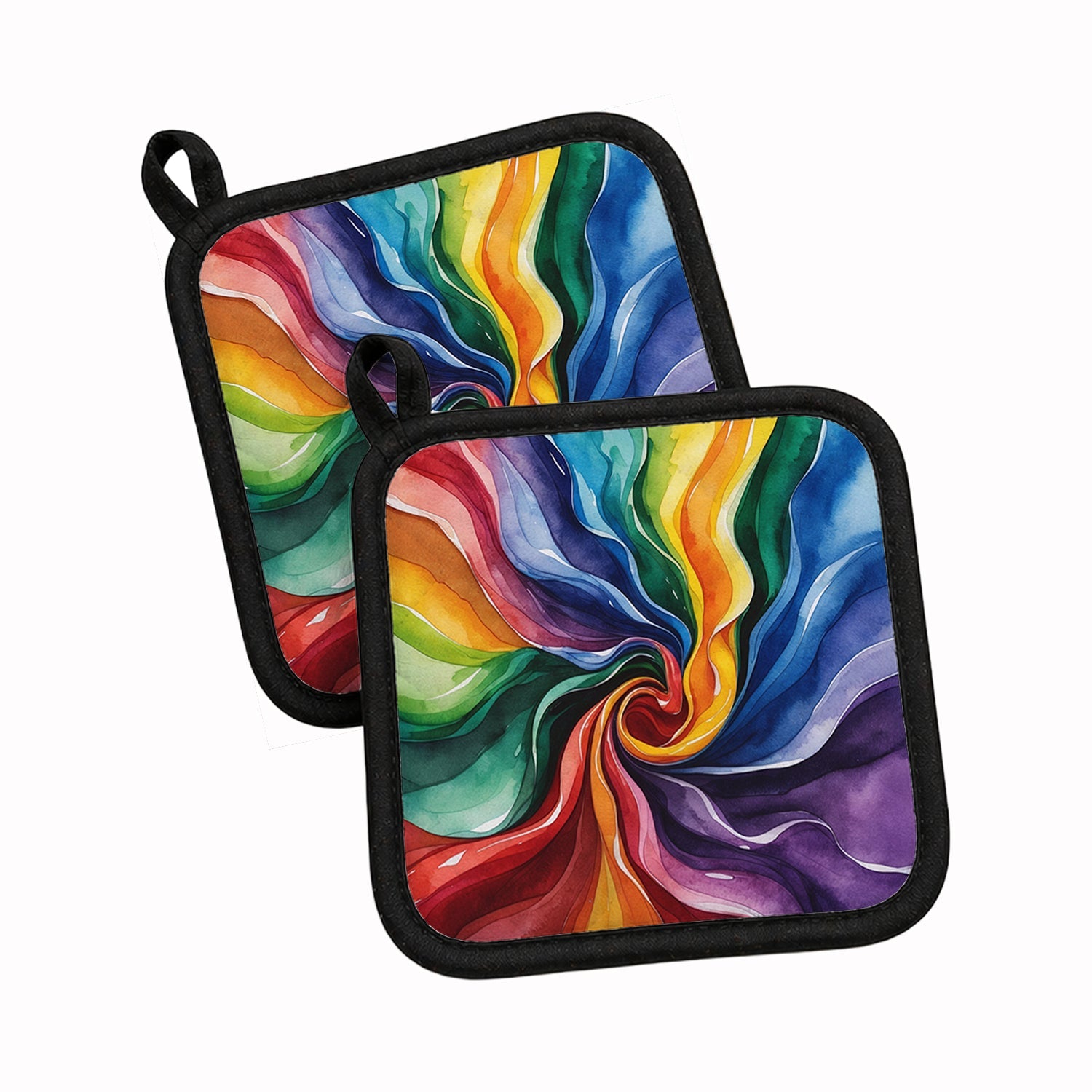 Gay Pride Pot Holder Set of 2 Heat Resistant Quilted Hot Pads 7.5 x 7.5 Inch, Insulated Kitchen Trivets for Cooking & Baking