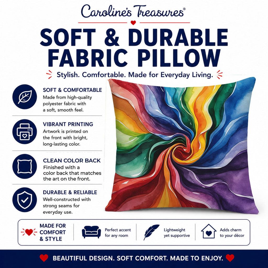 Gay Pride Decorative Throw Pillow 14x14 Indoor Outdoor Accent Cushion, Fabric Cover with Insert for Sofa, Bed, Porch & Living Room