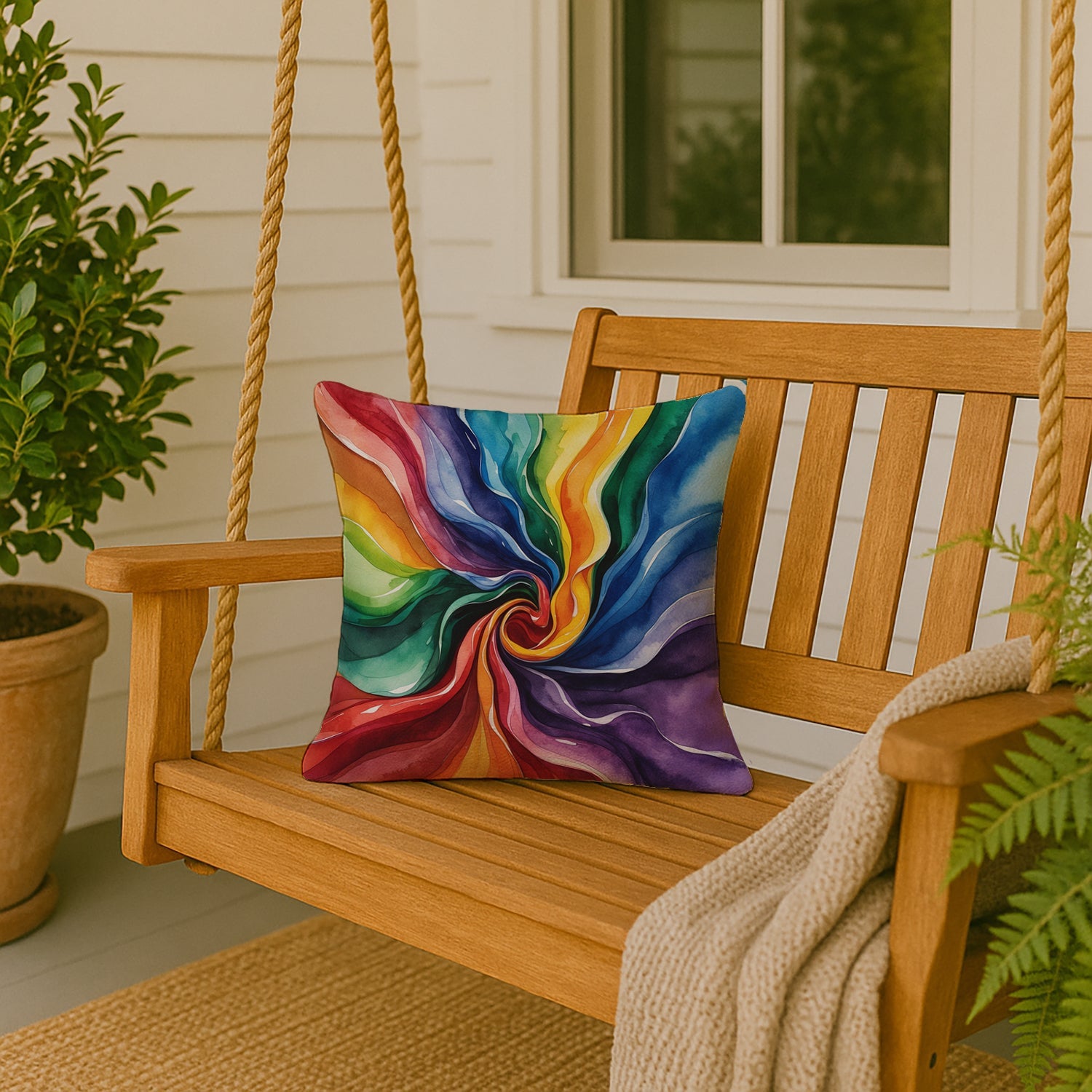 Gay Pride Decorative Throw Pillow 18x18 Indoor Outdoor Accent Cushion, Fabric Cover with Insert for Sofa, Bed, Porch & Living Room