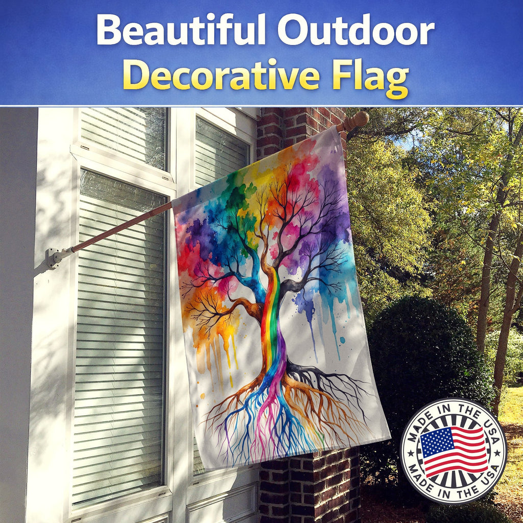 Rooted in Gay Pride House Flag 28x40 Porch Sleeve Pole Decorative Outside Yard Banner Artwork Wall Hanging, Polyester