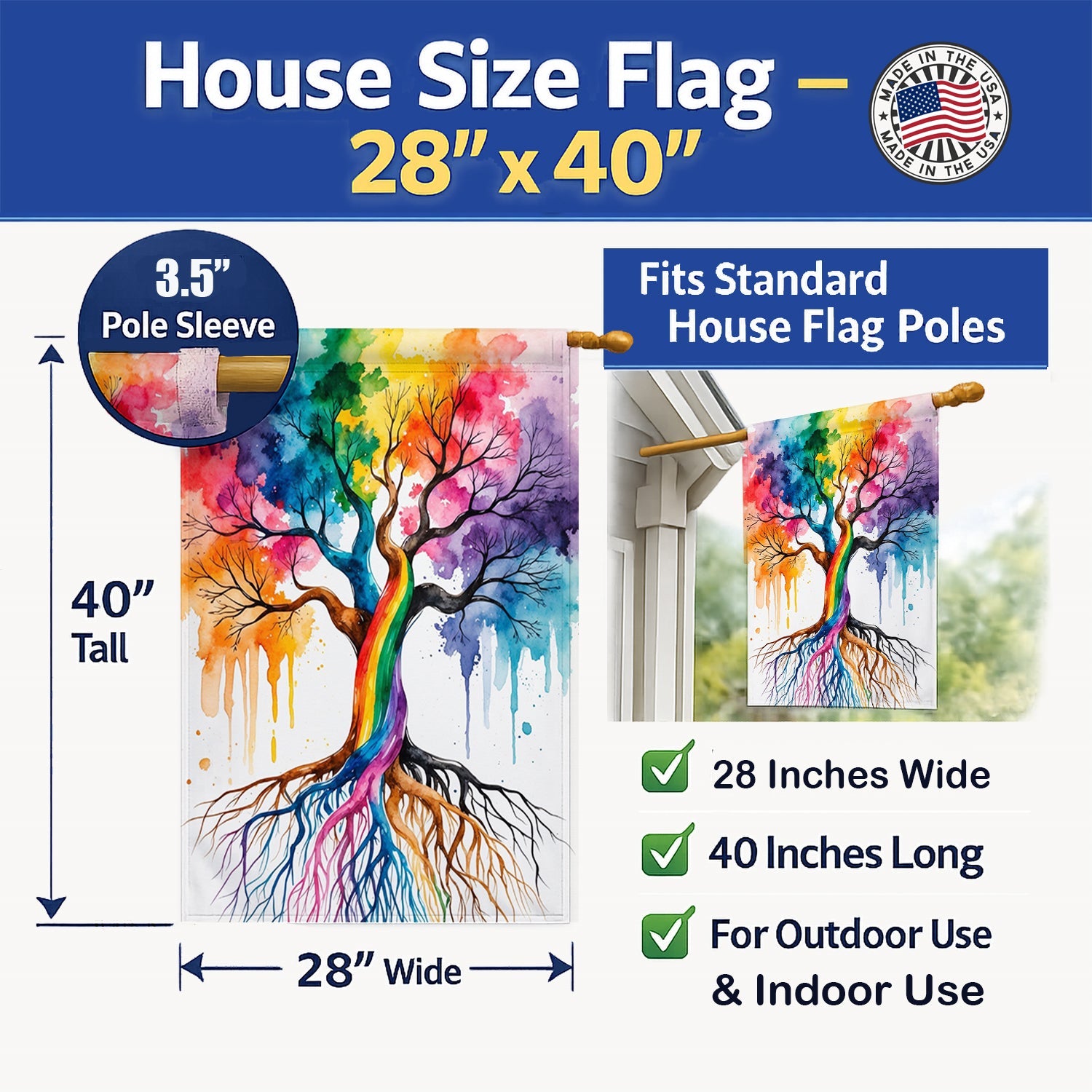 Rooted in Gay Pride House Flag 28x40 Porch Sleeve Pole Decorative Outside Yard Banner Artwork Wall Hanging, Polyester