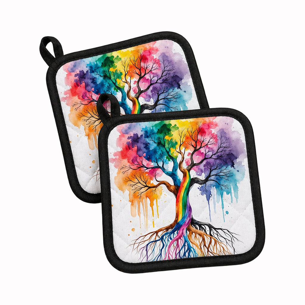 Rooted in Gay Pride Pot Holder Set of 2 Heat Resistant Quilted Hot Pads 7.5 x 7.5 Inch, Insulated Kitchen Trivets for Cooking & Baking