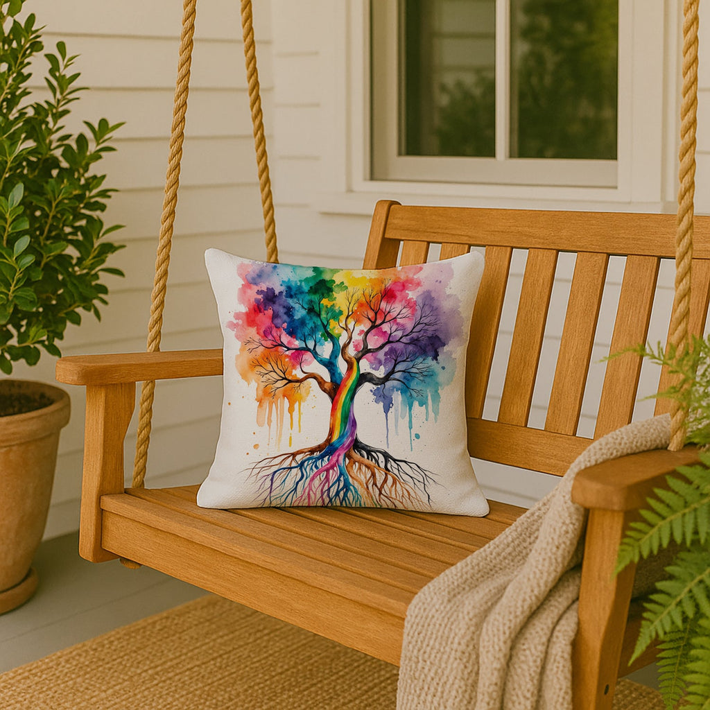 Rooted in Gay Pride Decorative Throw Pillow 18x18 Indoor Outdoor Accent Cushion, Fabric Cover with Insert for Sofa, Bed, Porch & Living Room
