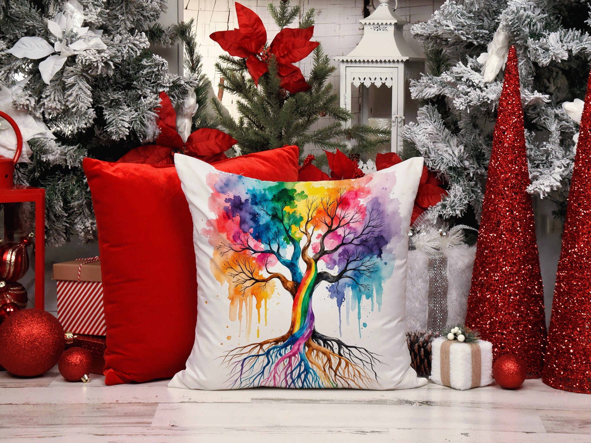 Rooted in Gay Pride Decorative Throw Pillow 18x18 Indoor Outdoor Accent Cushion, Fabric Cover with Insert for Sofa, Bed, Porch & Living Room