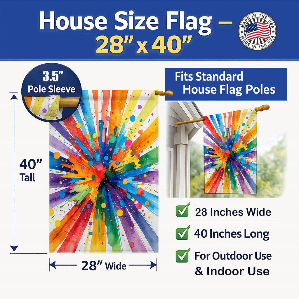 Gay Pride Joy as Resistance House Flag 28x40 Porch Sleeve Pole Decorative Outside Yard Banner Artwork Wall Hanging, Polyester