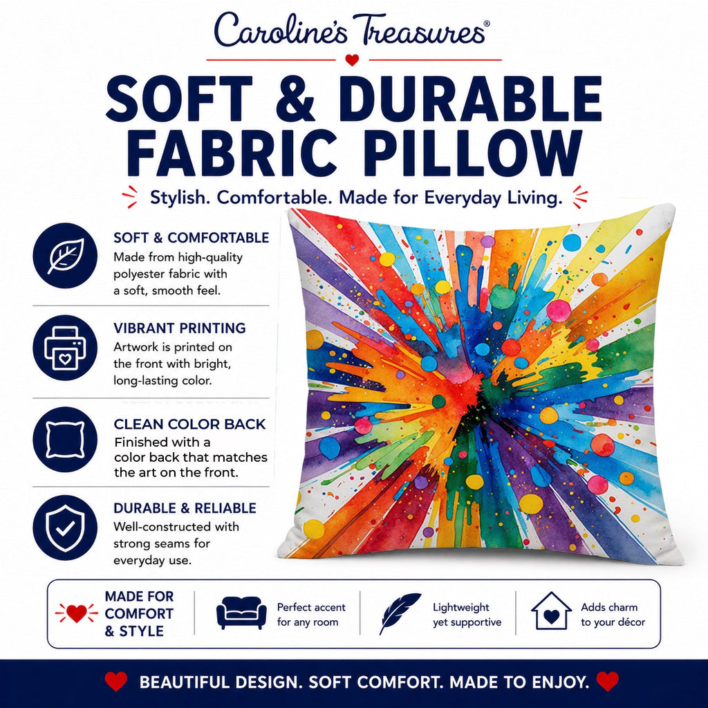 Gay Pride Joy as Resistance Decorative Throw Pillow 14x14 Indoor Outdoor Accent Cushion, Fabric Cover with Insert for Sofa, Bed, Porch & Living Room