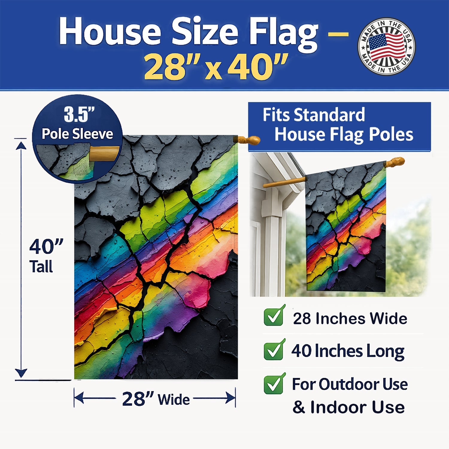 Resilience Pride House Flag 28x40 Porch Sleeve Pole Decorative Outside Yard Banner Artwork Wall Hanging, Polyester