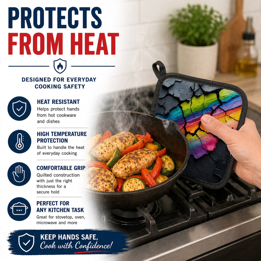 Resilience Pride Pot Holder Set of 2 Heat Resistant Quilted Hot Pads 7.5 x 7.5 Inch, Insulated Kitchen Trivets for Cooking & Baking