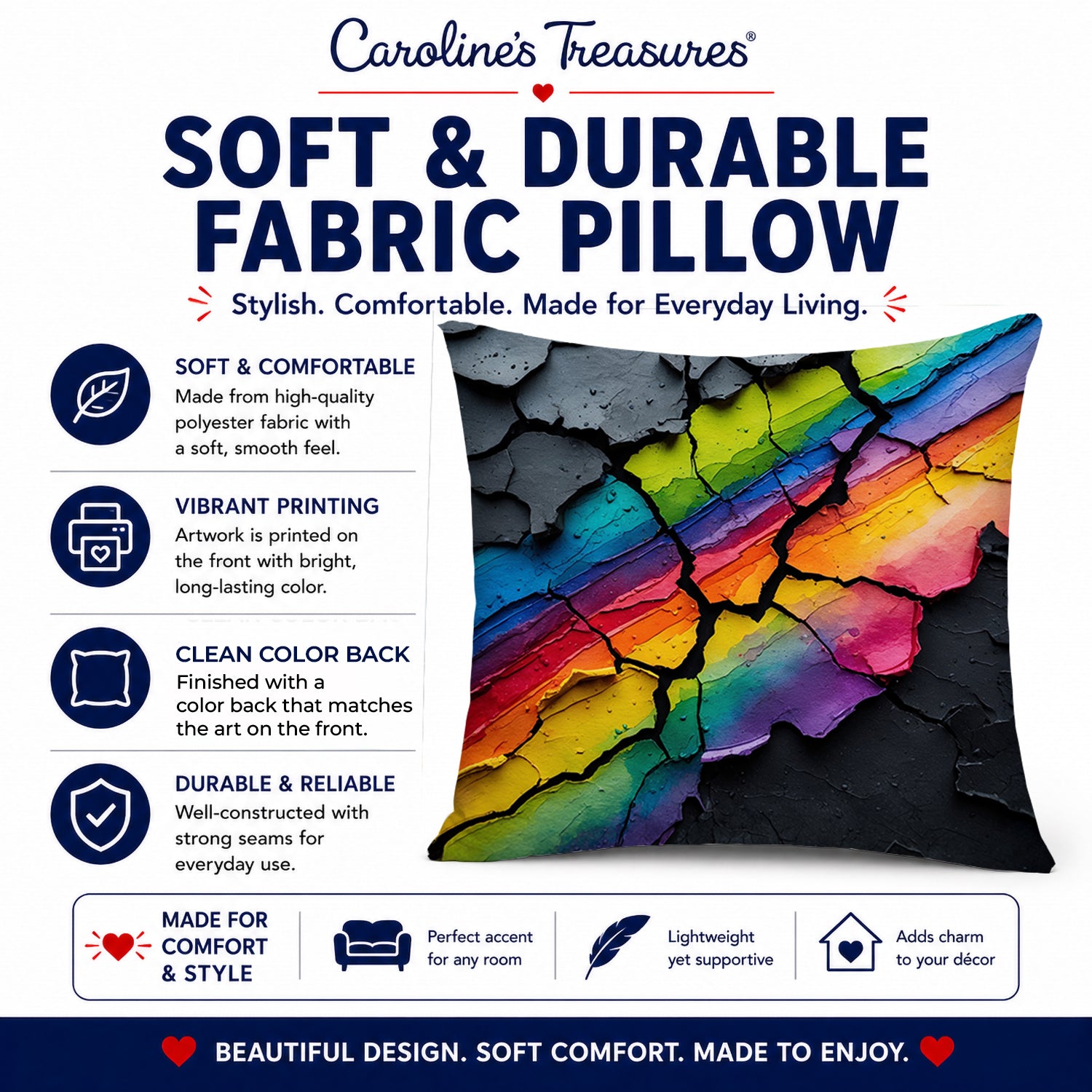 Resilience Pride Decorative Throw Pillow 14x14 Indoor Outdoor Accent Cushion, Fabric Cover with Insert for Sofa, Bed, Porch & Living Room