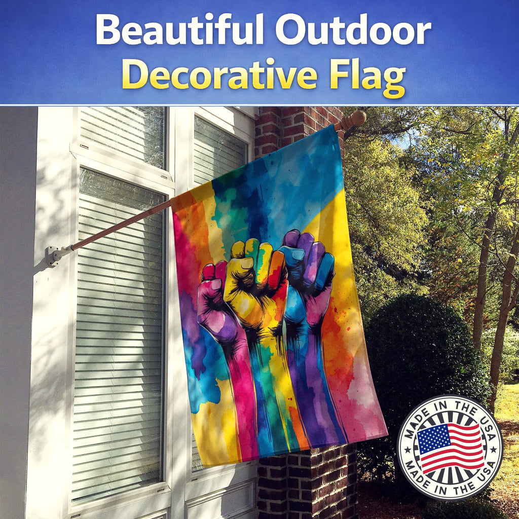 Gay Rights are Human Rights House Flag 28x40 Porch Sleeve Pole Decorative Outside Yard Banner Artwork Wall Hanging, Polyester