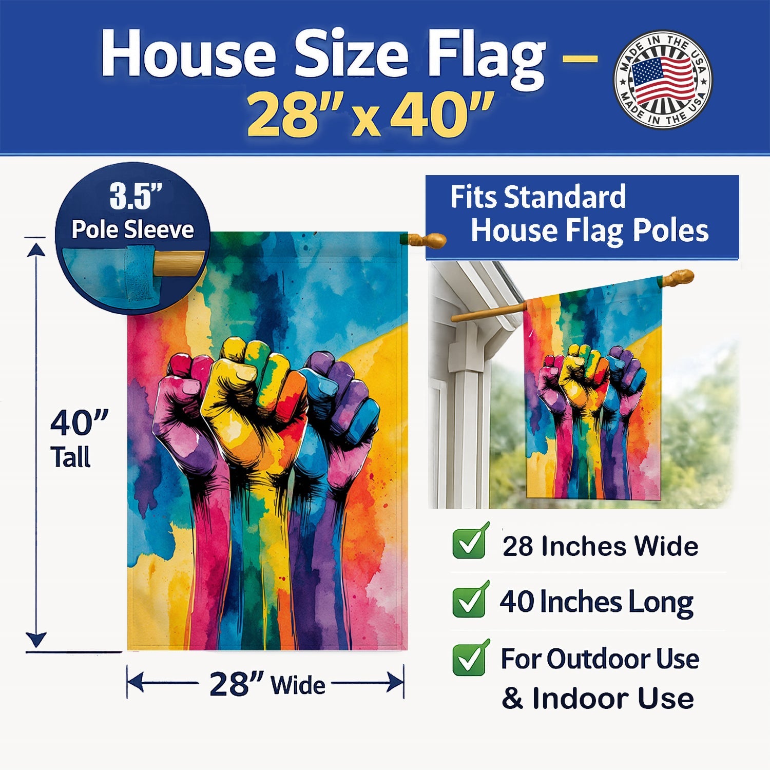 Gay Rights are Human Rights House Flag 28x40 Porch Sleeve Pole Decorative Outside Yard Banner Artwork Wall Hanging, Polyester