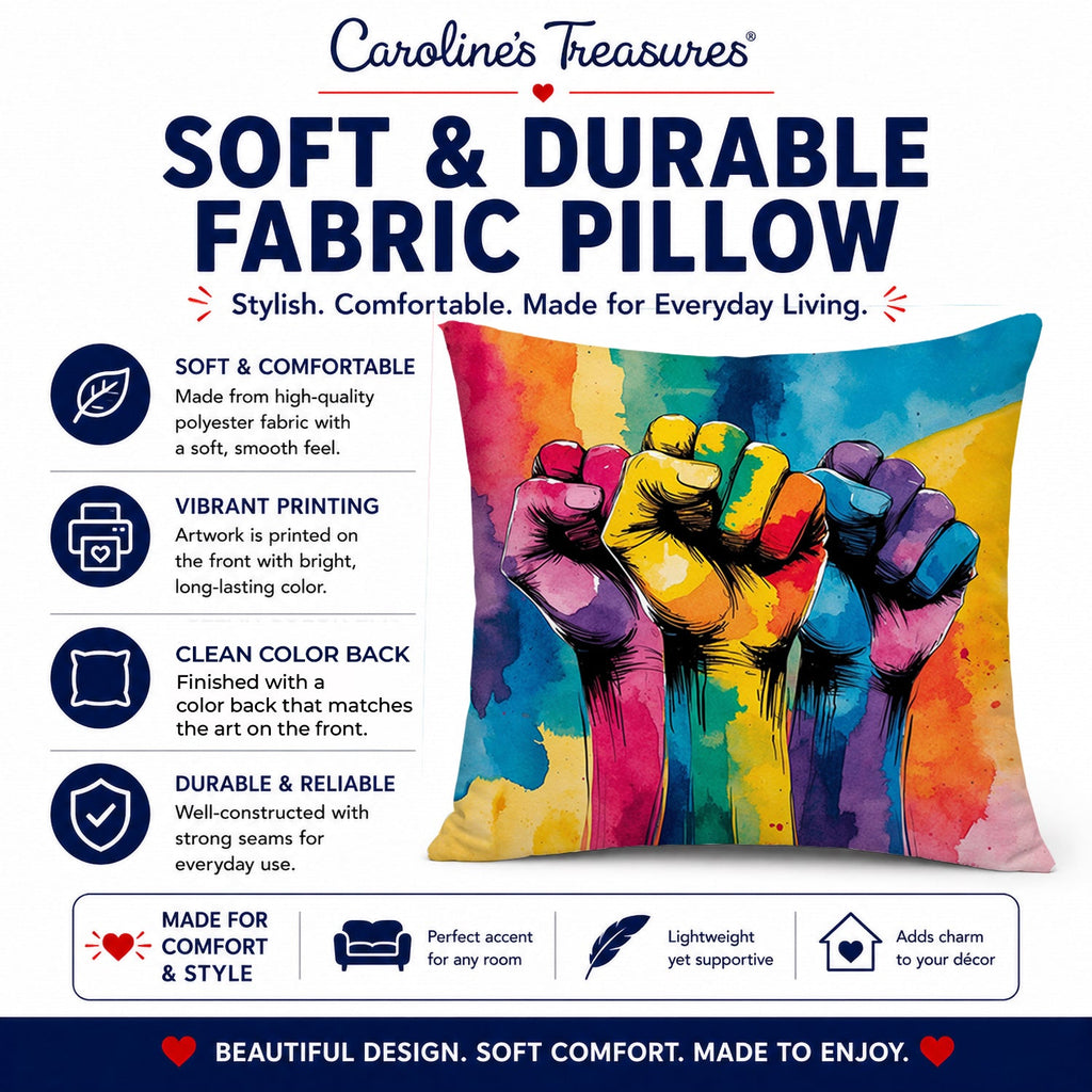 Gay Rights are Human Rights Decorative Throw Pillow 14x14 Indoor Outdoor Accent Cushion, Fabric Cover with Insert for Sofa, Bed, Porch & Living Room