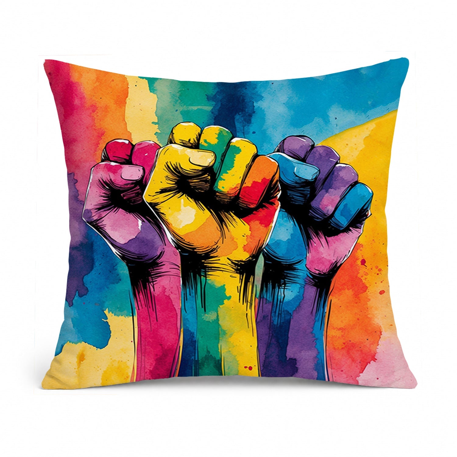 Gay Rights are Human Rights Decorative Throw Pillow 14x14 Indoor Outdoor Accent Cushion, Fabric Cover with Insert for Sofa, Bed, Porch & Living Room
