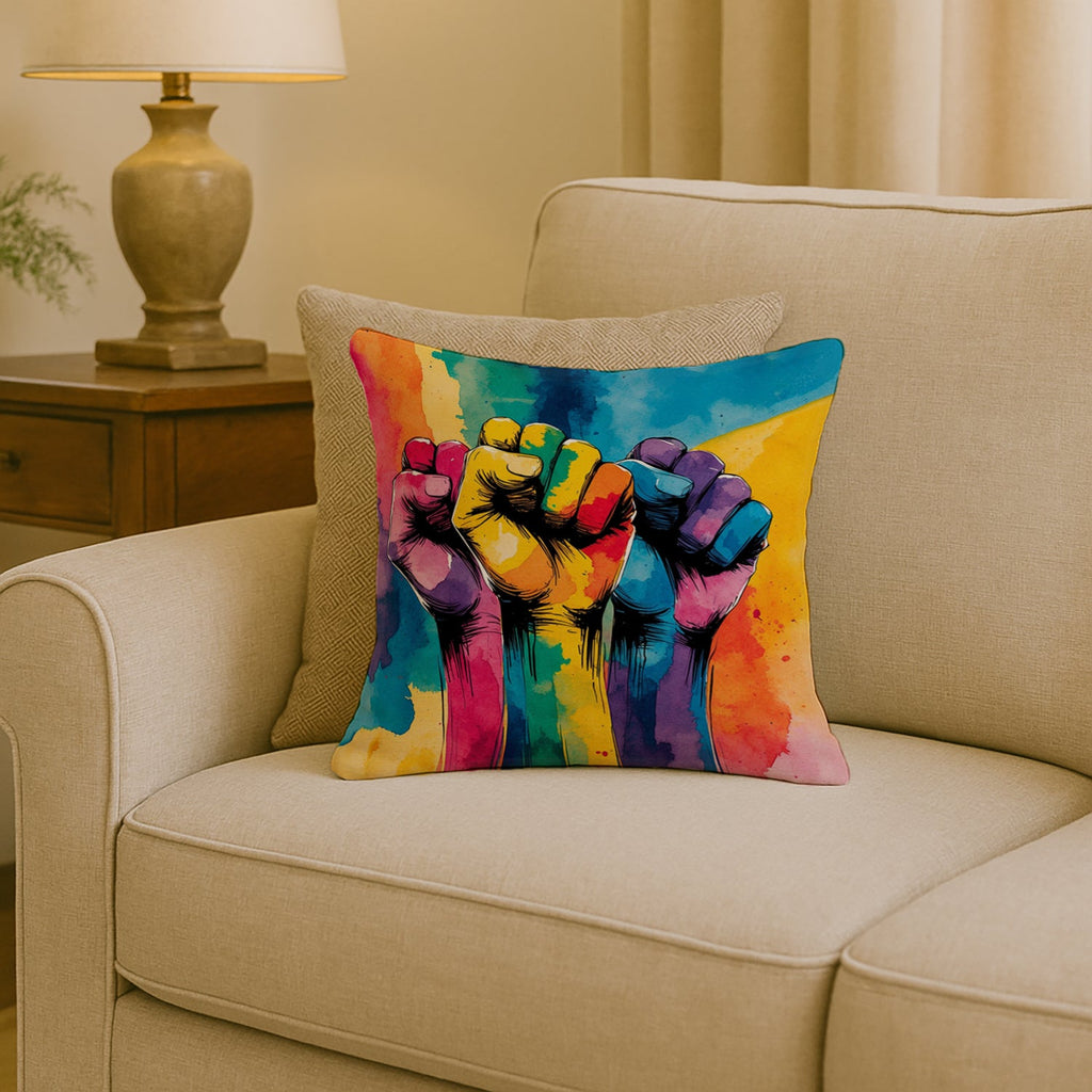 Gay Rights are Human Rights Decorative Throw Pillow 18x18 Indoor Outdoor Accent Cushion, Fabric Cover with Insert for Sofa, Bed, Porch & Living Room