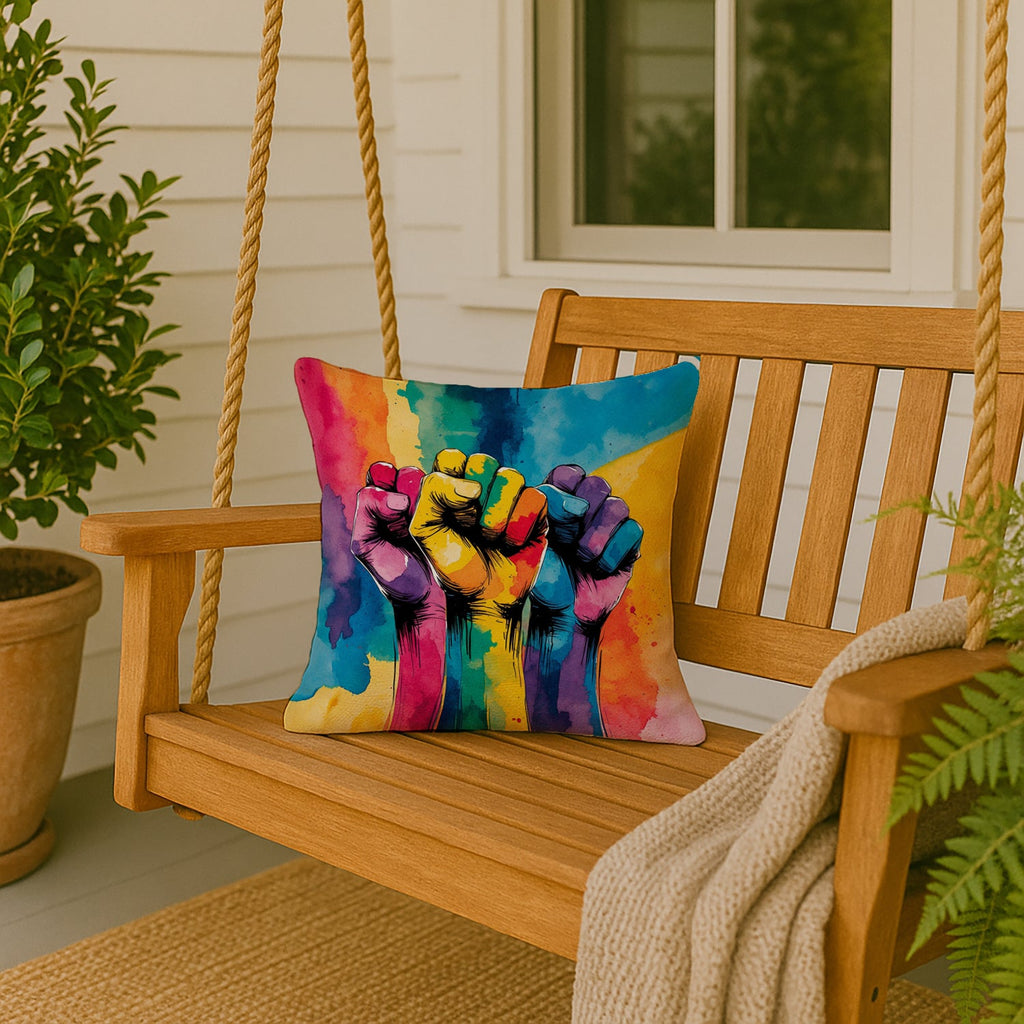 Gay Rights are Human Rights Decorative Throw Pillow 18x18 Indoor Outdoor Accent Cushion, Fabric Cover with Insert for Sofa, Bed, Porch & Living Room