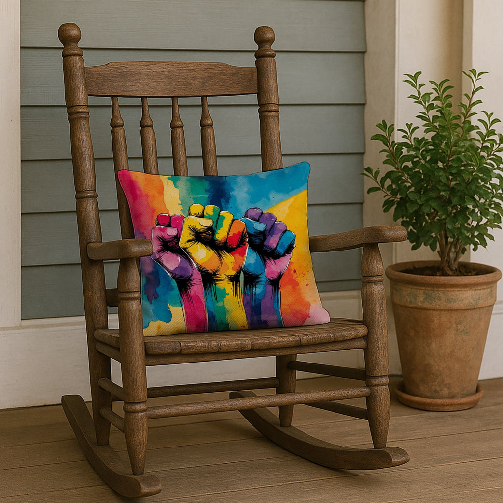 Gay Rights are Human Rights Decorative Throw Pillow 18x18 Indoor Outdoor Accent Cushion, Fabric Cover with Insert for Sofa, Bed, Porch & Living Room