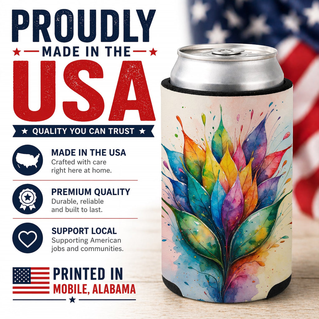 Seeds of Equality Pride Can or Bottle Hugger Cooler Sleeve for Standard 12 oz Cans, Insulated Foam Beer & Soda Can Hugger Reusable