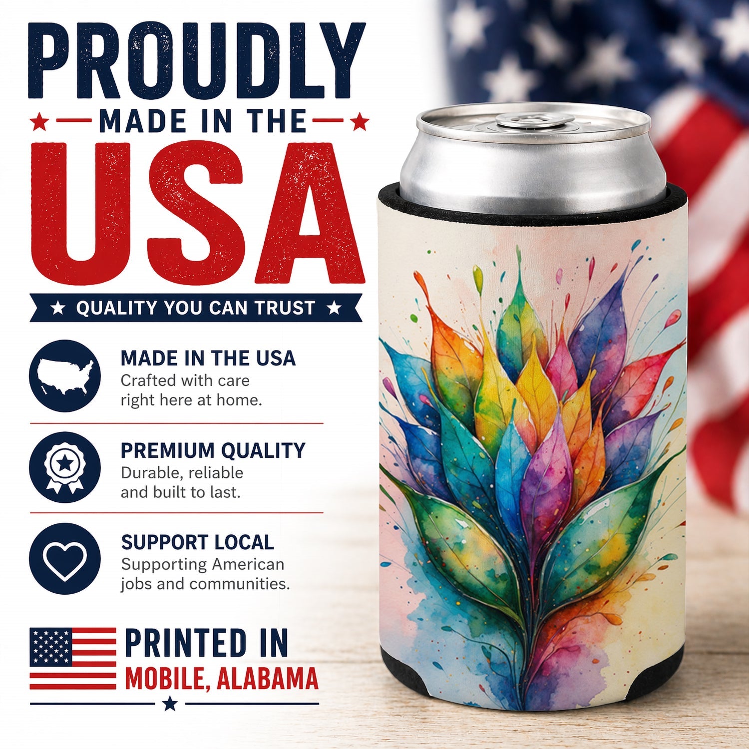 Seeds of Equality Pride Can or Bottle Hugger Cooler Sleeve for Standard 12 oz Cans, Insulated Foam Beer & Soda Can Hugger Reusable