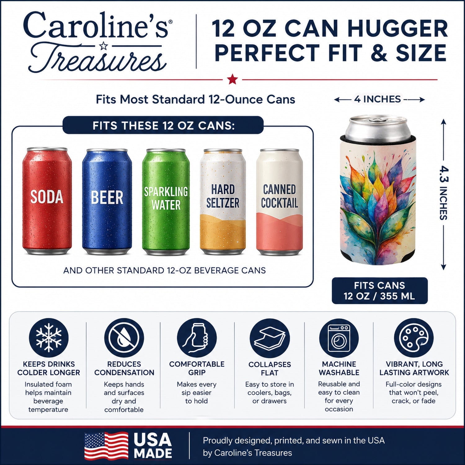 Seeds of Equality Pride Can or Bottle Hugger Cooler Sleeve for Standard 12 oz Cans, Insulated Foam Beer & Soda Can Hugger Reusable