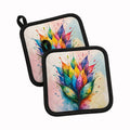 Seeds of Equality Pride Pot Holder Set of 2 Heat Resistant Quilted Hot Pads 7.5 x 7.5 Inch, Insulated Kitchen Trivets for Cooking & Baking