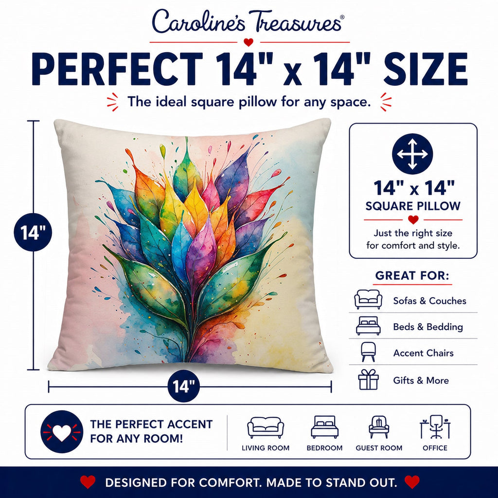 Seeds of Equality Pride Decorative Throw Pillow 14x14 Indoor Outdoor Accent Cushion, Fabric Cover with Insert for Sofa, Bed, Porch & Living Room