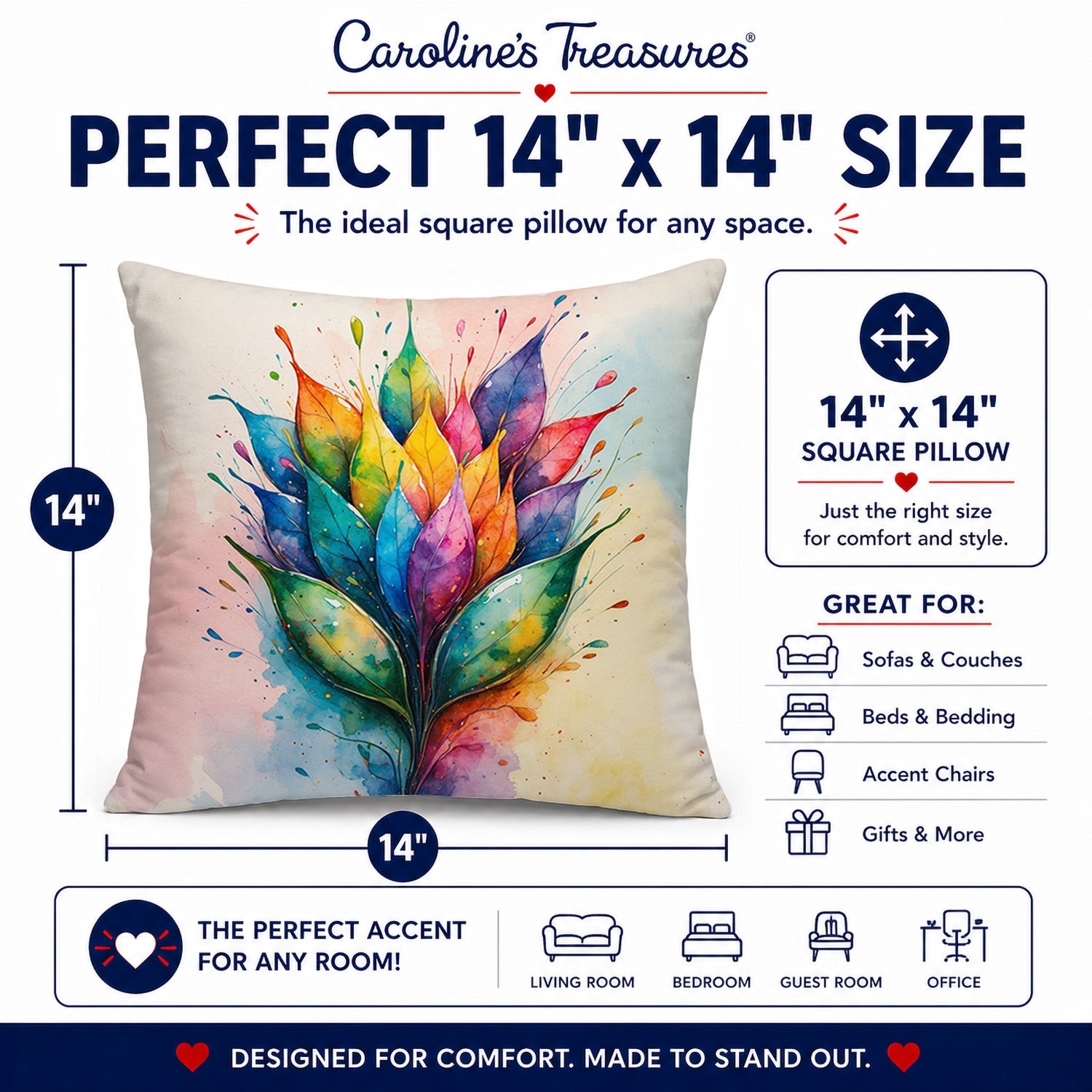 Seeds of Equality Pride Decorative Throw Pillow 14x14 Indoor Outdoor Accent Cushion, Fabric Cover with Insert for Sofa, Bed, Porch & Living Room