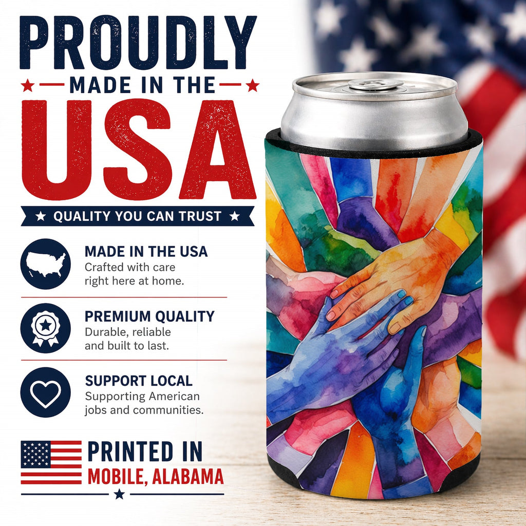 Together, Stronger Pride Can or Bottle Hugger Cooler Sleeve for Standard 12 oz Cans, Insulated Foam Beer & Soda Can Hugger Reusable