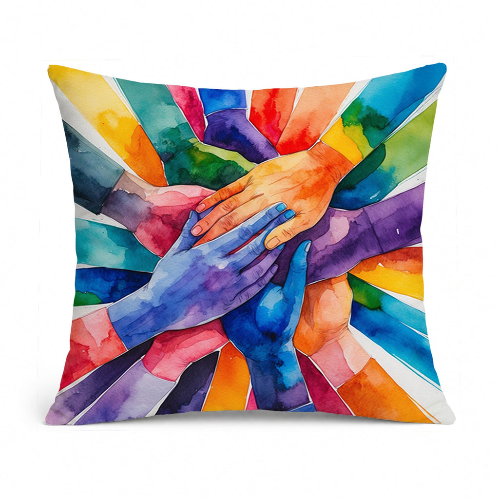 Together, Stronger Pride Decorative Throw Pillow 14x14 Indoor Outdoor Accent Cushion, Fabric Cover with Insert for Sofa, Bed, Porch & Living Room