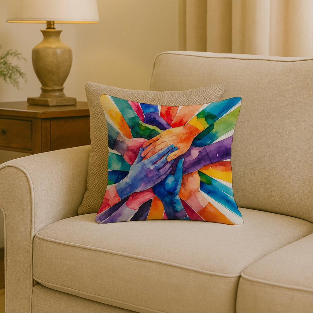 Together, Stronger Pride Decorative Throw Pillow 18x18 Indoor Outdoor Accent Cushion, Fabric Cover with Insert for Sofa, Bed, Porch & Living Room