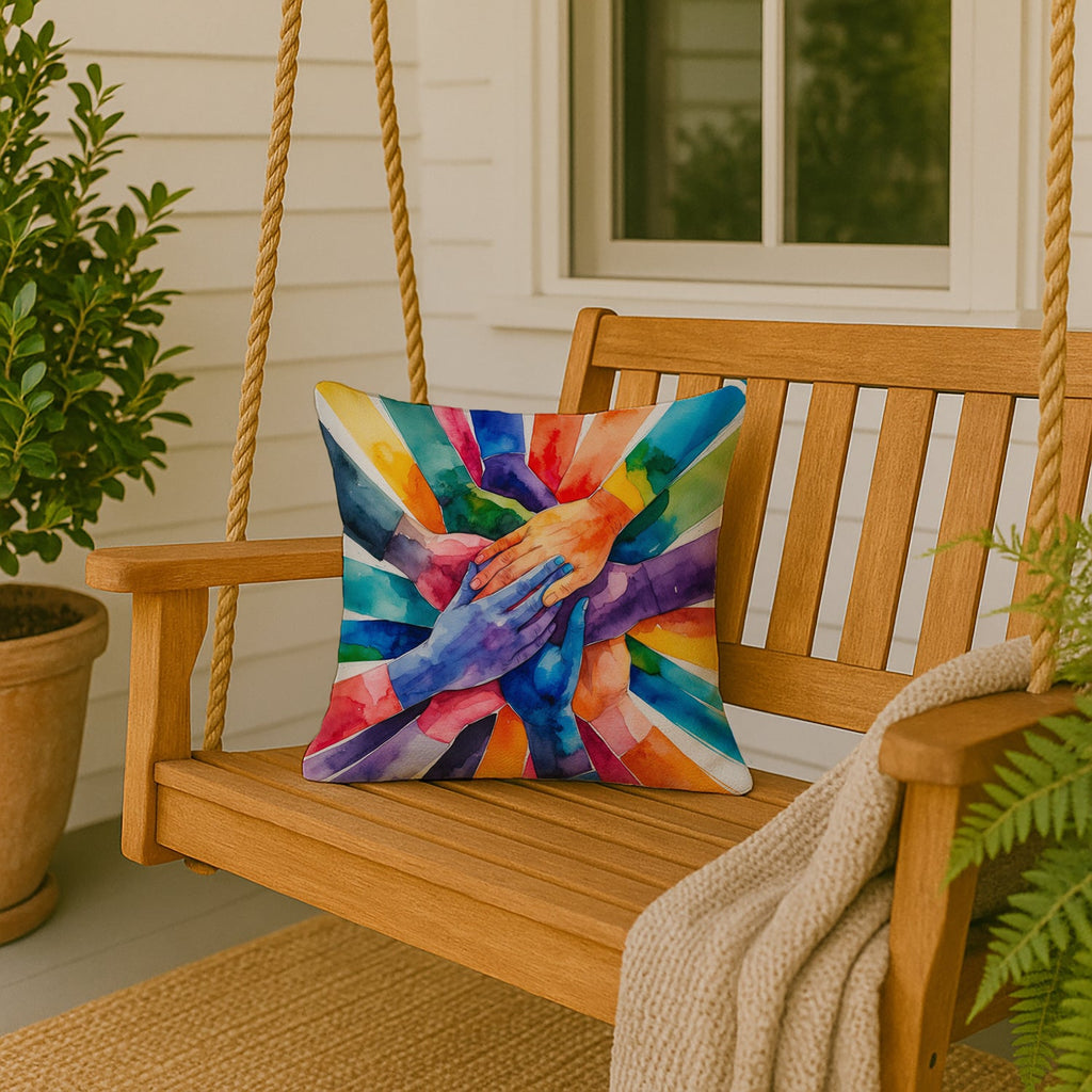 Together, Stronger Pride Decorative Throw Pillow 18x18 Indoor Outdoor Accent Cushion, Fabric Cover with Insert for Sofa, Bed, Porch & Living Room