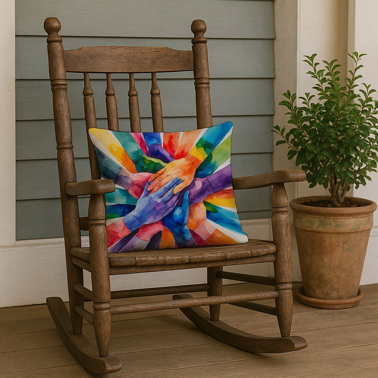 Together, Stronger Pride Decorative Throw Pillow 18x18 Indoor Outdoor Accent Cushion, Fabric Cover with Insert for Sofa, Bed, Porch & Living Room