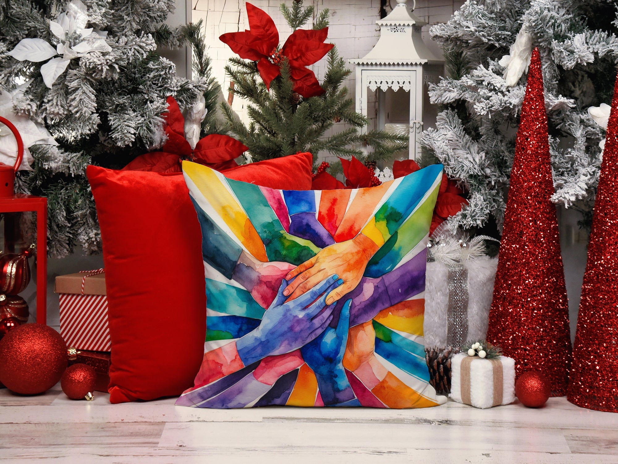 Together, Stronger Pride Decorative Throw Pillow 18x18 Indoor Outdoor Accent Cushion, Fabric Cover with Insert for Sofa, Bed, Porch & Living Room
