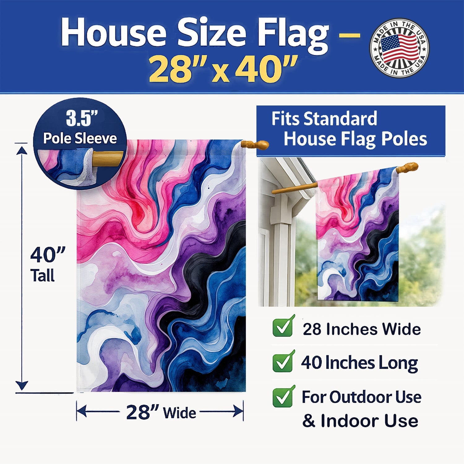 Genderfluid Pride House Flag 28x40 Porch Sleeve Pole Decorative Outside Yard Banner Artwork Wall Hanging, Polyester