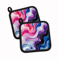 Genderfluid Pride Pot Holder Set of 2 Heat Resistant Quilted Hot Pads 7.5 x 7.5 Inch, Insulated Kitchen Trivets for Cooking & Baking