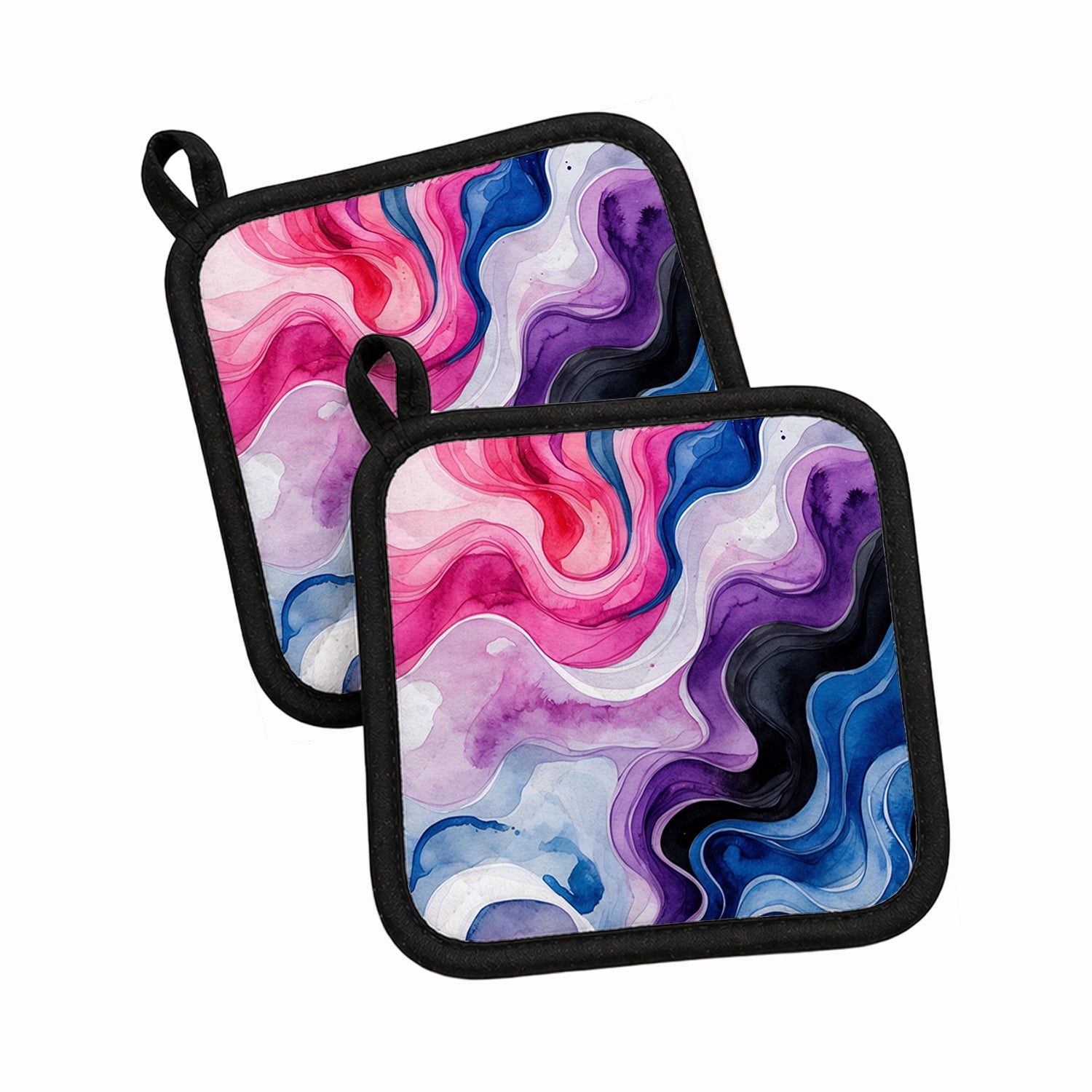 Genderfluid Pride Pot Holder Set of 2 Heat Resistant Quilted Hot Pads 7.5 x 7.5 Inch, Insulated Kitchen Trivets for Cooking & Baking