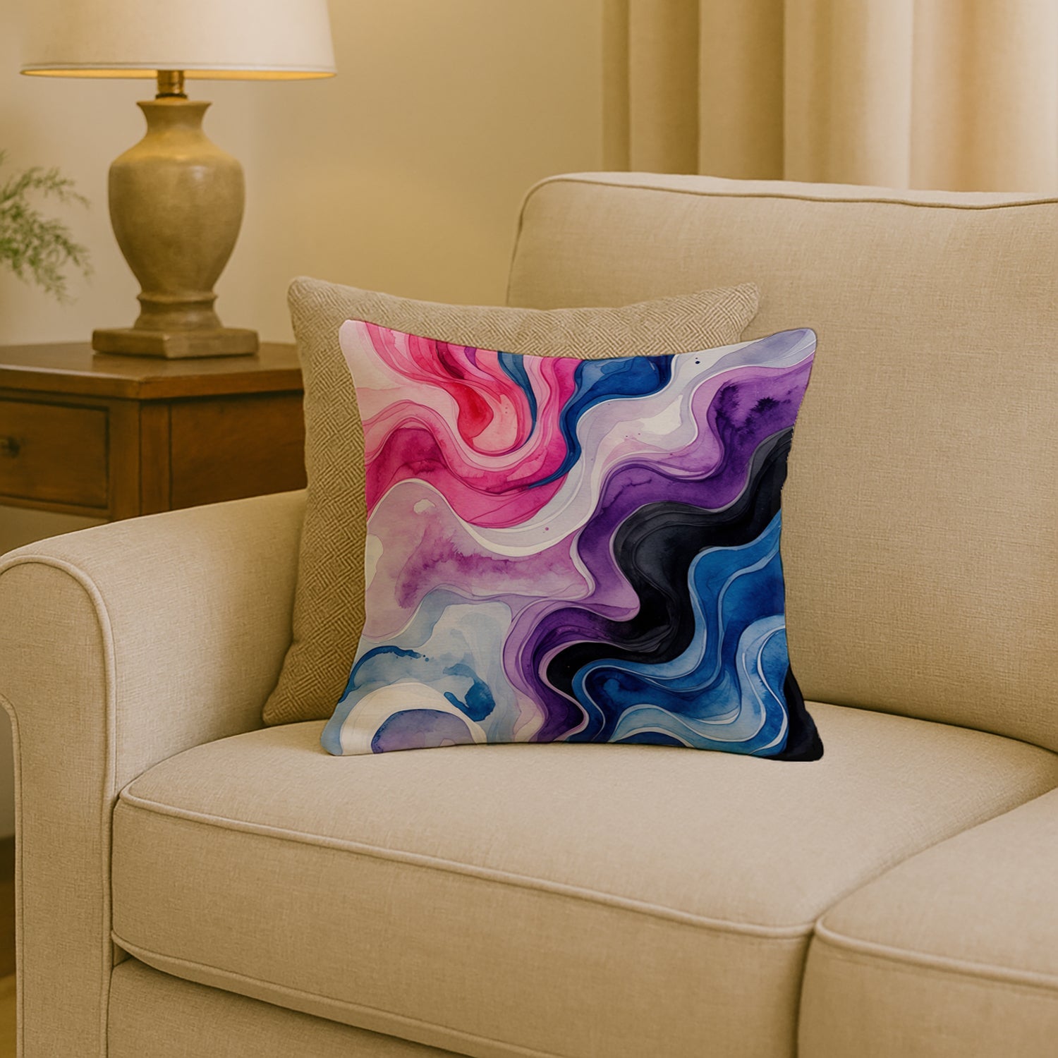 Genderfluid Pride Decorative Throw Pillow 18x18 Indoor Outdoor Accent Cushion, Fabric Cover with Insert for Sofa, Bed, Porch & Living Room
