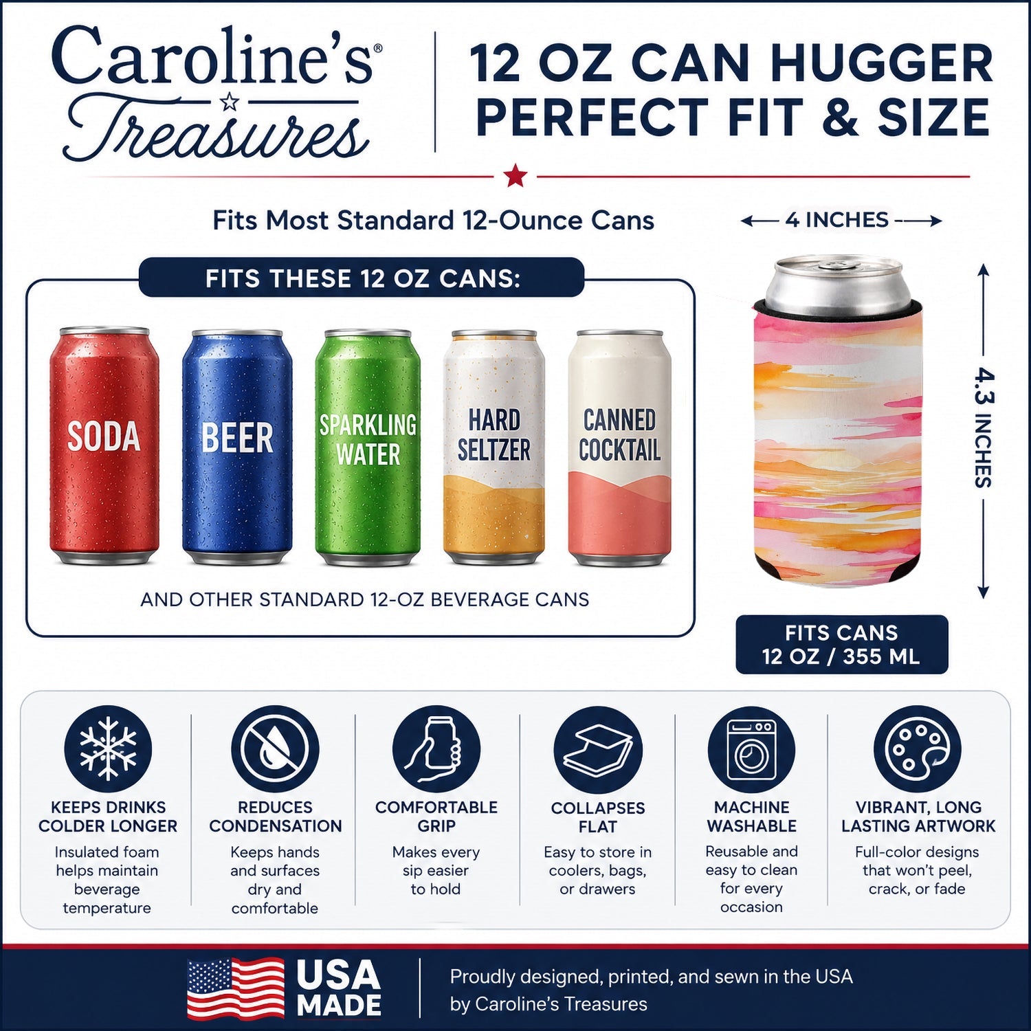Lesbian and Limitless Pride Can or Bottle Hugger Cooler Sleeve for Standard 12 oz Cans, Insulated Foam Beer & Soda Can Hugger Reusable