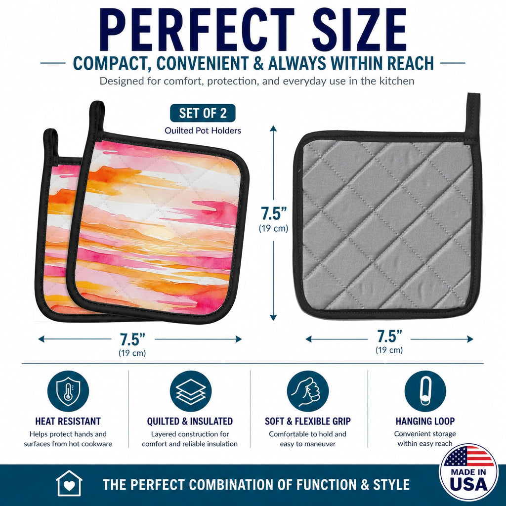 Lesbian and Limitless Pride Pot Holder Set of 2 Heat Resistant Quilted Hot Pads 7.5 x 7.5 Inch, Insulated Kitchen Trivets for Cooking & Baking